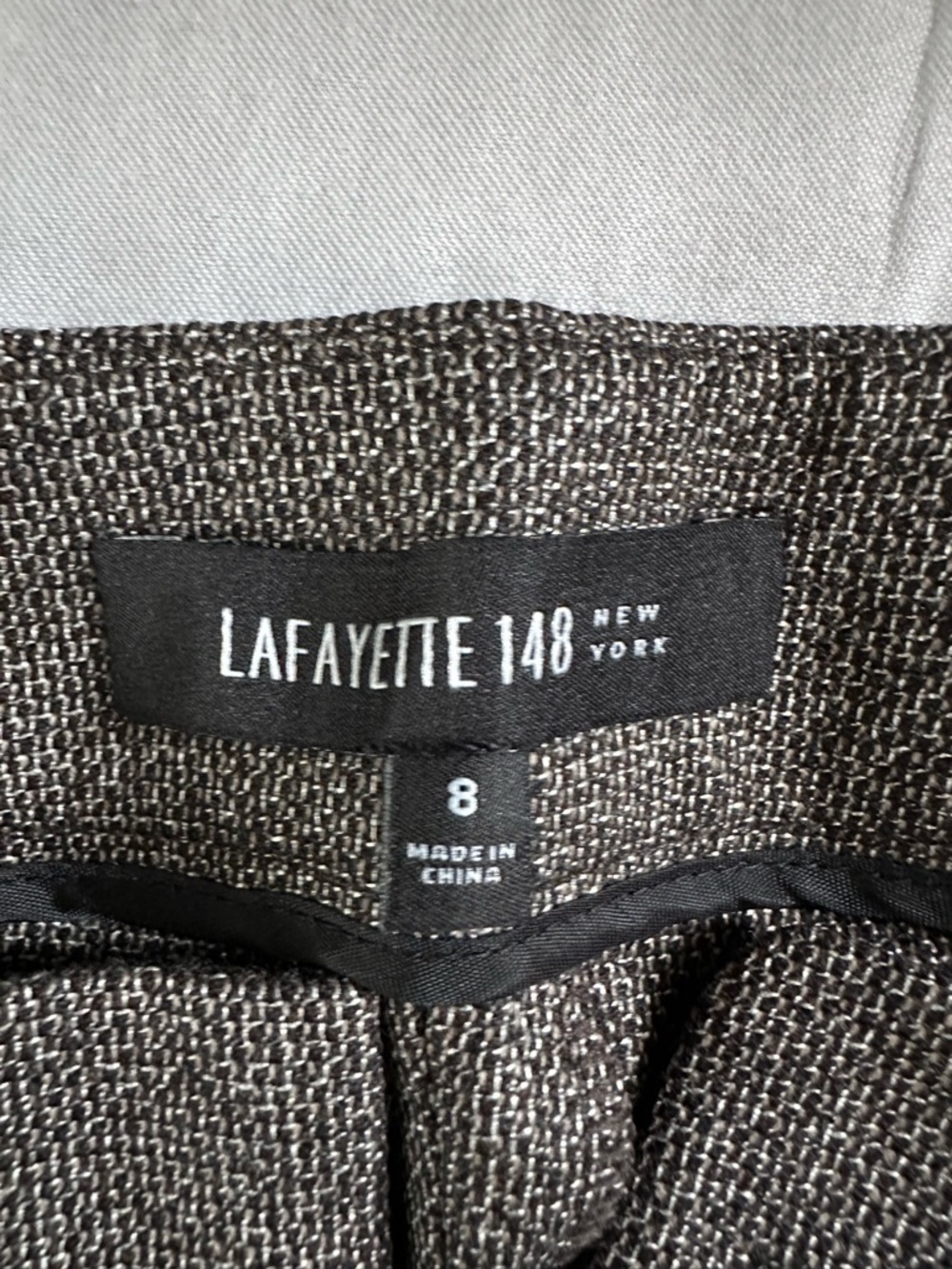 Lafayette 148 NY Barrow Pants Size 8 Brown Textured Career Trouser - Picture 4 of 8